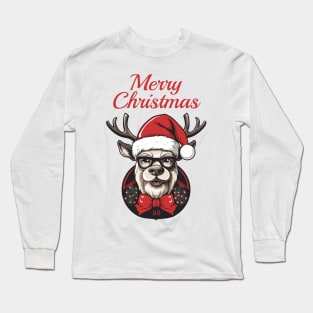 The deer with a Christmas Santa red hat Long Sleeve T-Shirt